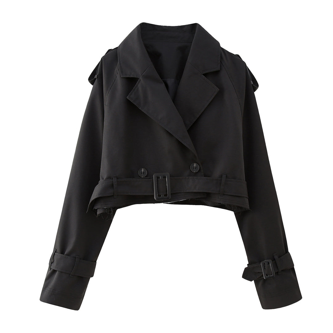 Women’s Short Trench with Waist Belt and Epaulettes Mune Fashion
