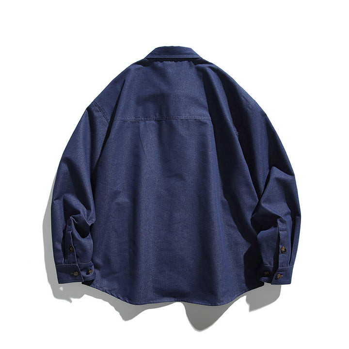 Men's overshirt-jacket in worker look with contrasting leather-look chest pocket Mune Fashion