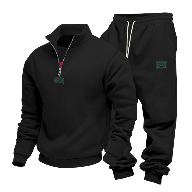 Men's comfortable half-zip sweat set with tapered joggers and elastic drawstring Mune Fashion