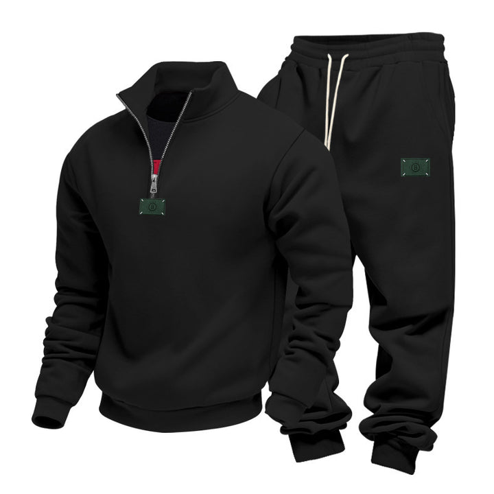 Men's comfortable half-zip sweat set with tapered joggers and elastic drawstring Mune Fashion
