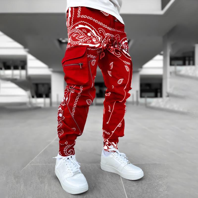Men's cargo jogging pants with bandana print, drawstring & multiple pockets Mune Fashion