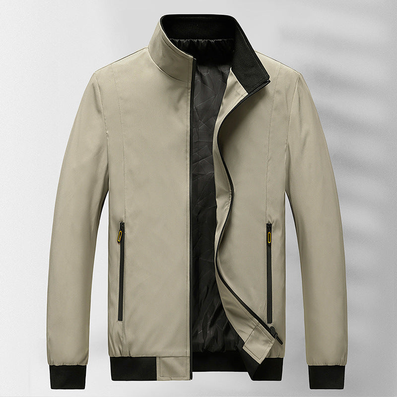 Men's lightweight wind and water-repellent stand collar jacket with thermal lining and zip pockets Mune Fashion