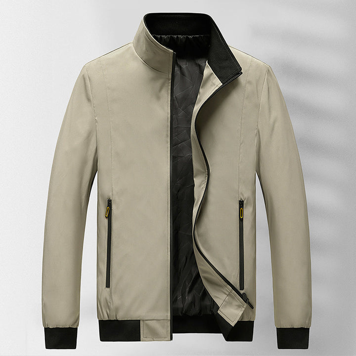 Men's lightweight wind and water-repellent stand collar jacket with thermal lining and zip pockets Mune Fashion