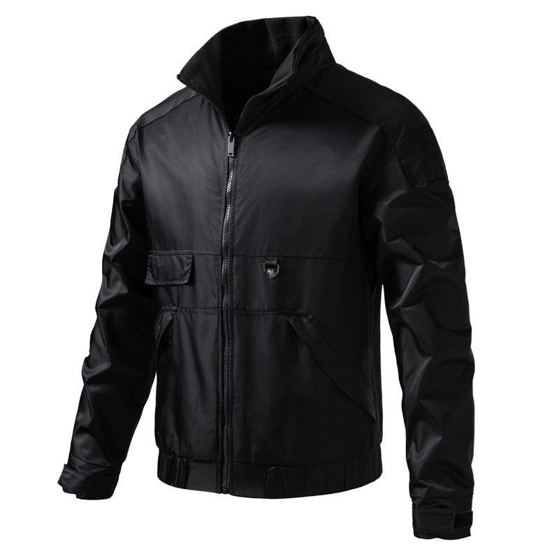 Men's water-repellent utility blouson with stand-up collar, kangaroo and flap pockets Mune Fashion