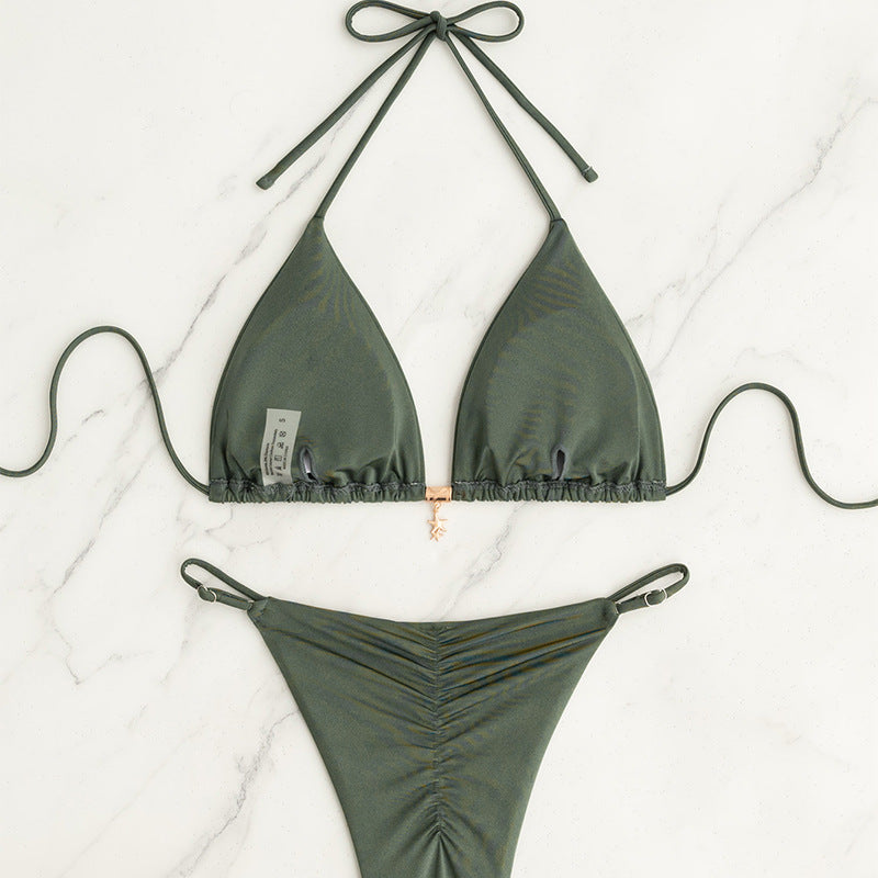 Women Triangle Bikini Set with adjustable straps and smooth surface Mune Fashion