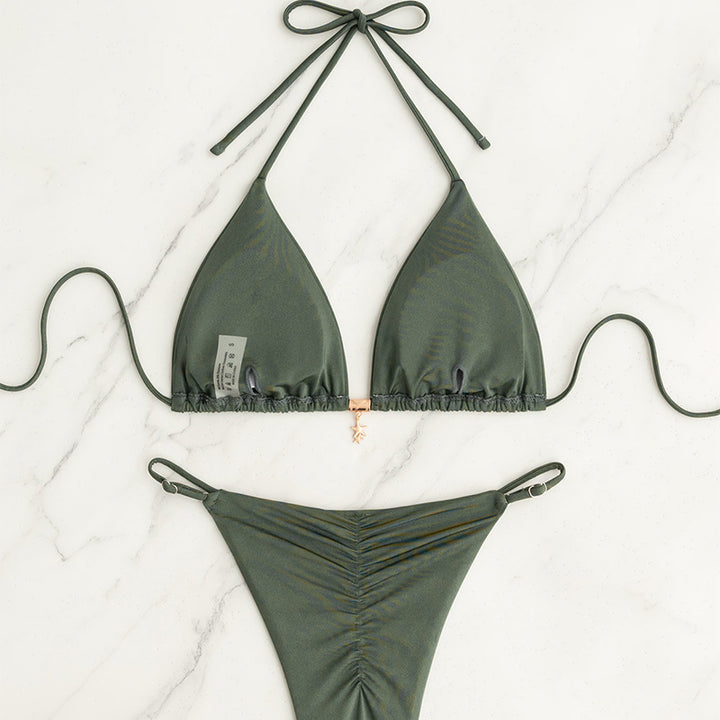 Women Triangle Bikini Set with adjustable straps and smooth surface Mune Fashion