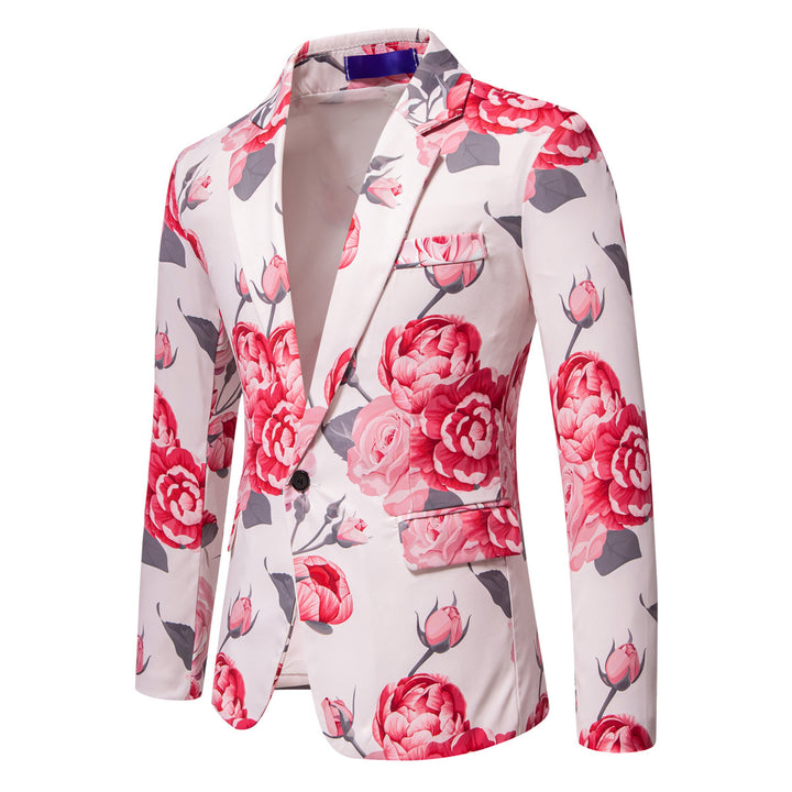 Men's Slim-Fit Blazer with all-over floral print and narrow lapel Mune Fashion
