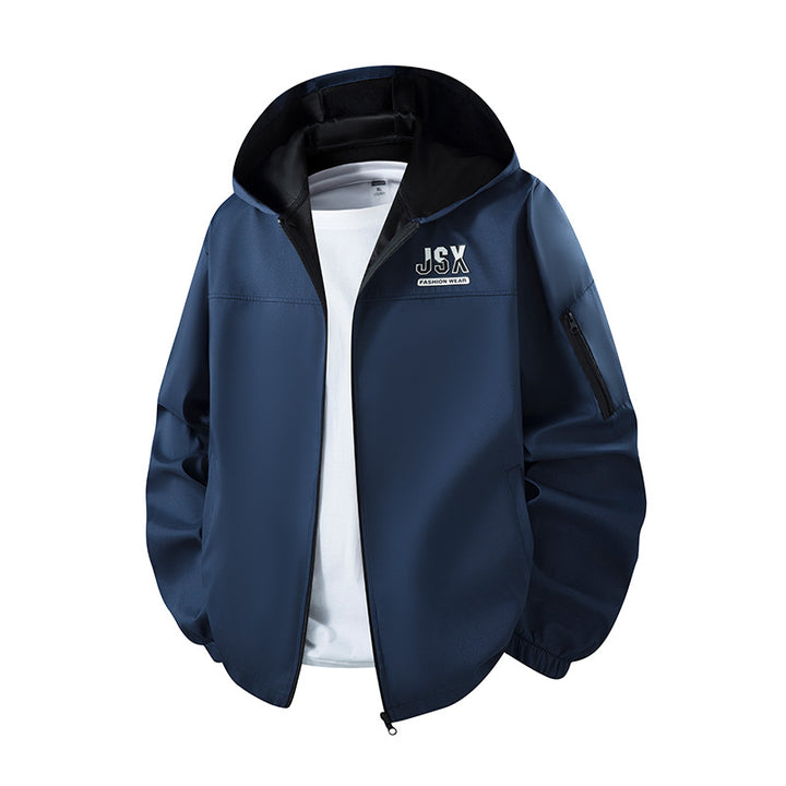 Men's sporty windbreaker jacket with hood Mune Fashion
