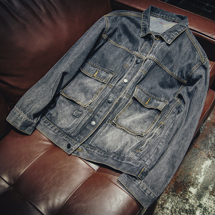 Men's Casual Denim Jacket with Fashionable Accents Mune Fashion