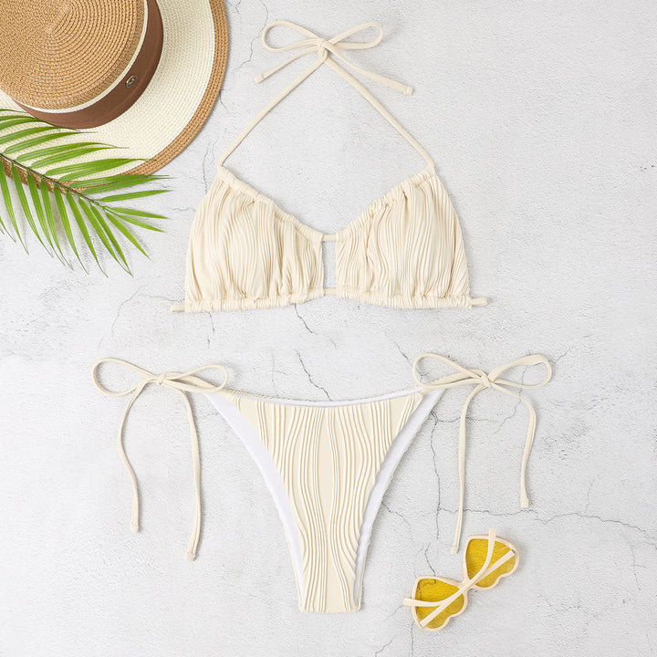 Women's bikini set with sophisticated pleated design and adjustable straps Mune Fashion