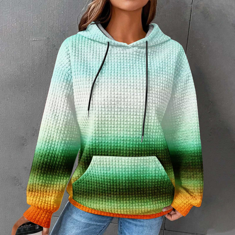 Women’s Fashionable Hooded Sweater in Checkered Design Mune Fashion