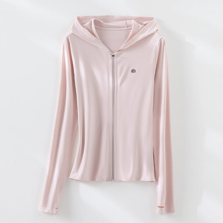 Women's Ultra-Light UV Protection Hooded Jacket with Full Zip and Thumb Loops Mune Fashion