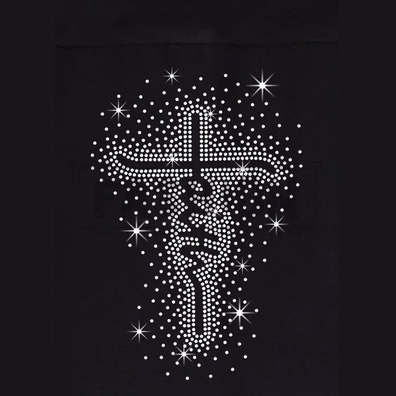 Women's High-Waist Shape-Leggings with Rhinestone Cross Motif and Shaping Compression Mune Fashion