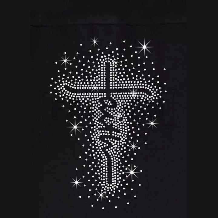 Women's High-Waist Shape-Leggings with Rhinestone Cross Motif and Shaping Compression Mune Fashion