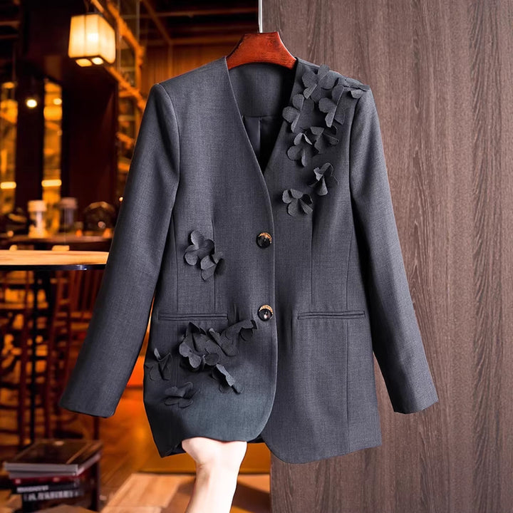 Women’s Fashion Blazer with 3D Flower Details Mune Fashion