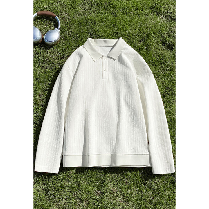 Women's Fashionable Oversized Polo Shirt with Textured Design Mune Fashion