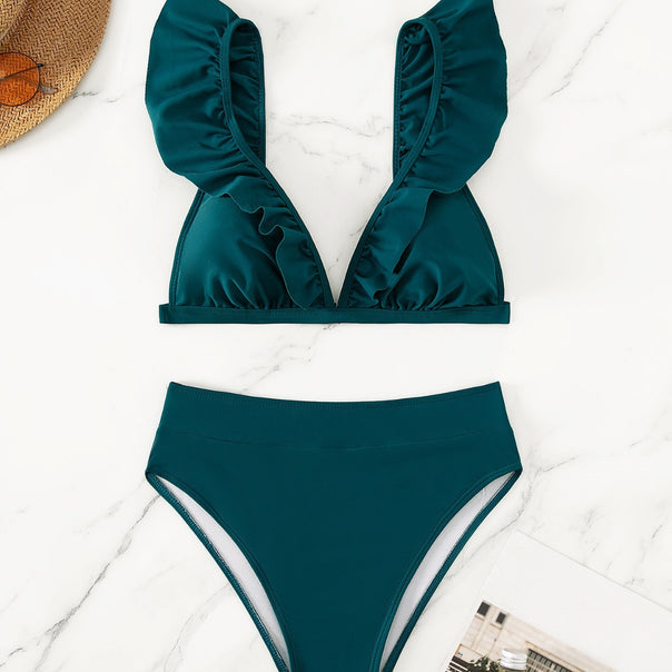 Women's Refined Triangle Bikini Set with Ruffle Details Mune Fashion