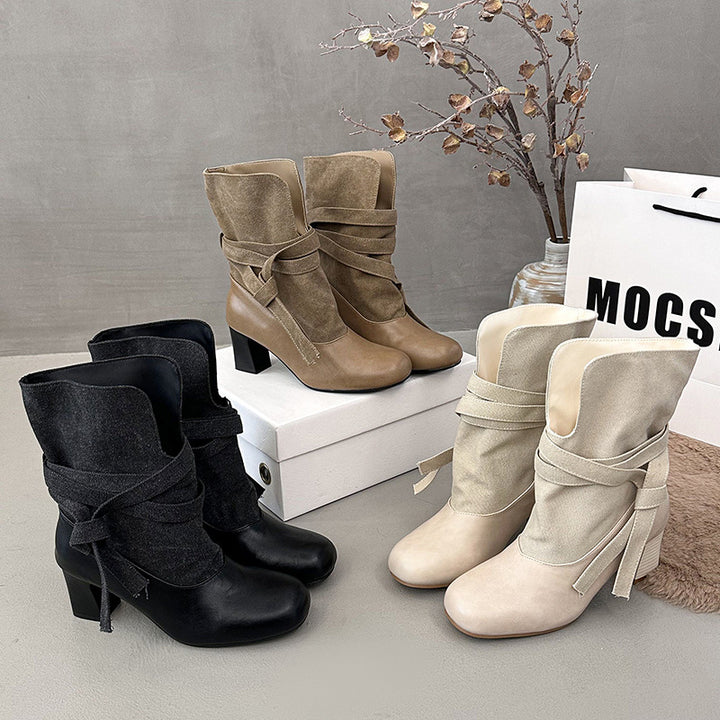 Ladies Elegant and Comfortable Ankle Boots with Straps Mune Fashion