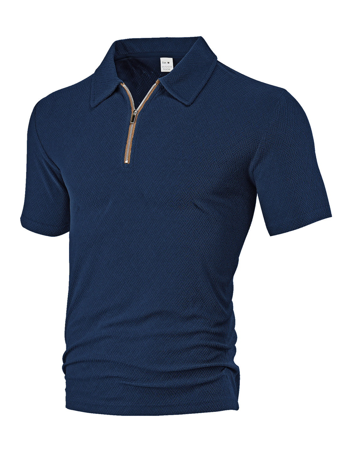 Men's slim fit half-zip polo with fine herringbone jacquard structure Mune Fashion