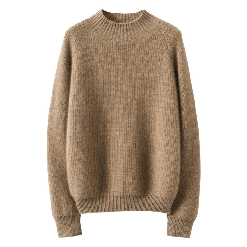 Women's Short Stand-Up Collar Sweater made of fine fine knit with cashmere-like softness and raglan sleeves Mune Fashion