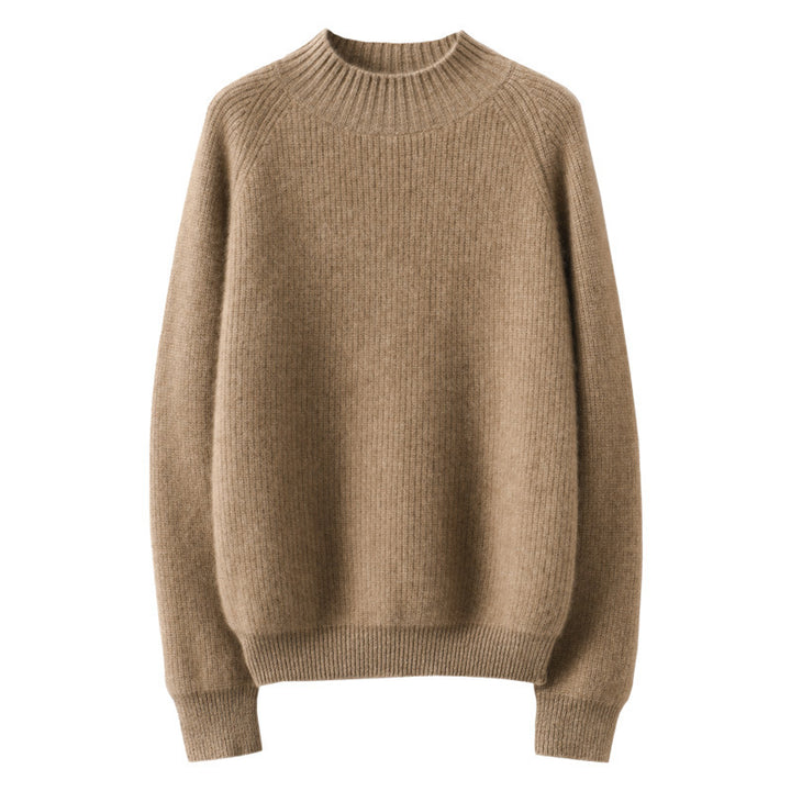 Women's Short Stand-Up Collar Sweater made of fine fine knit with cashmere-like softness and raglan sleeves Mune Fashion