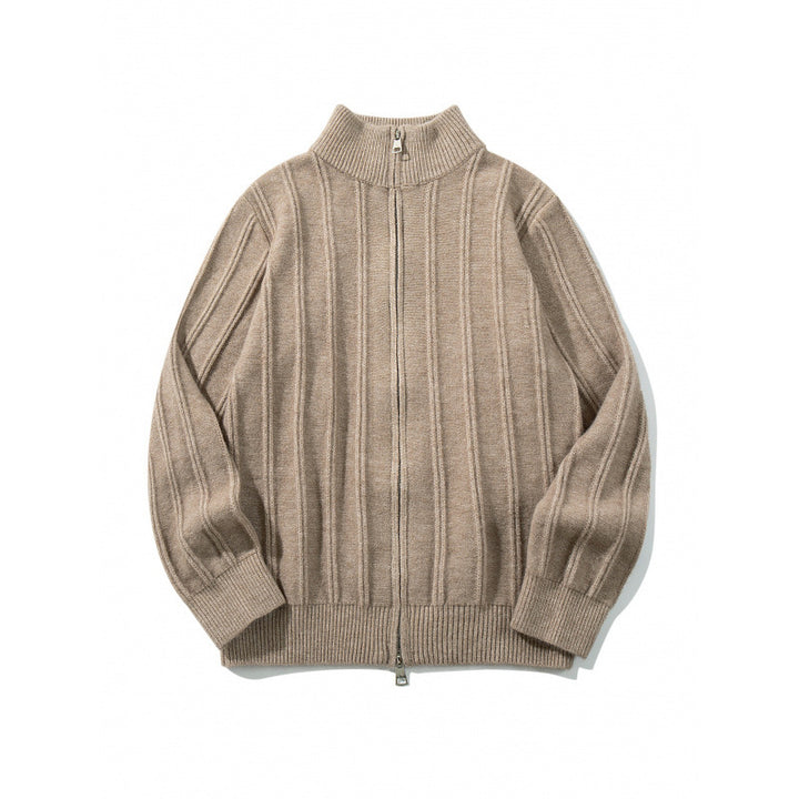 Unisex Zip Sweater with Stand-Up Collar and Vertical Structure Mune Fashion