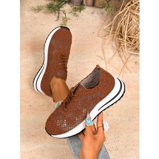 Women's knitted slip-on platform sneakers with breathable upper material and padded comfort insole Mune Fashion