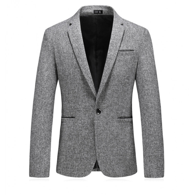 Men's tailored single-breasted blazer made of mélange wool blend with narrow lapels Mune Fashion