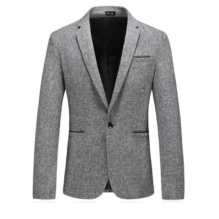 Men's tailored single-breasted blazer made of mélange wool blend with narrow lapels Mune Fashion