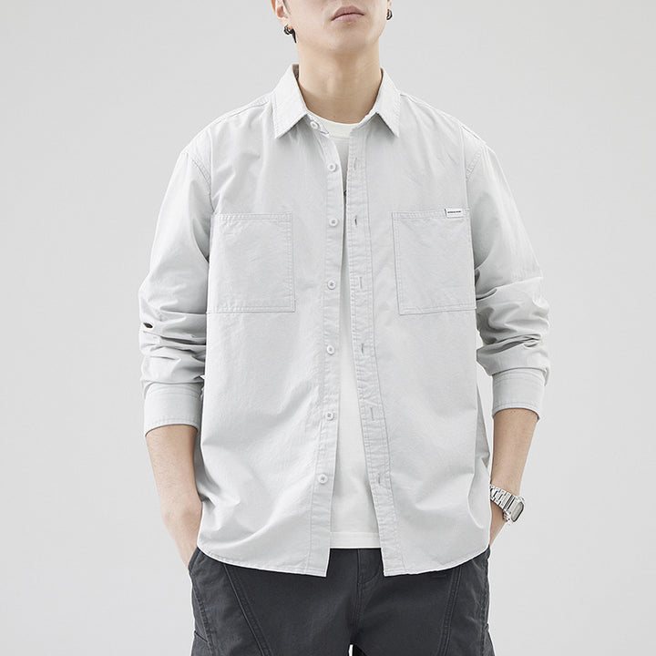 Men's Oversized Cotton Shirt with Double Chest Pockets and Relaxed Fit Mune Fashion
