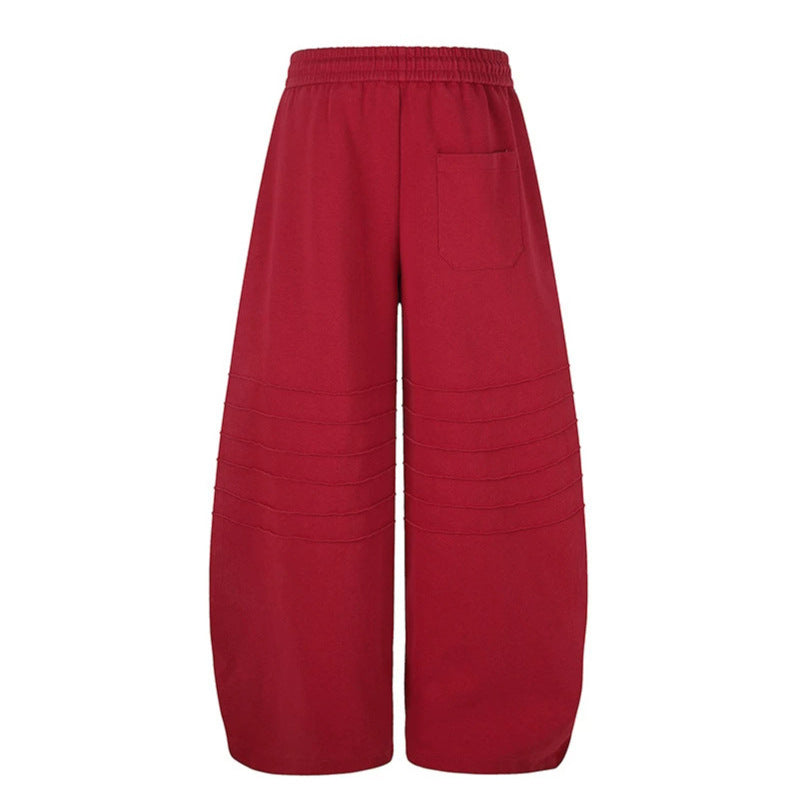 Women's Extra Wide Palazzo Sweatpants with Quilted Details, Drawstring Waistband, and Adjustable Hem Mune Fashion