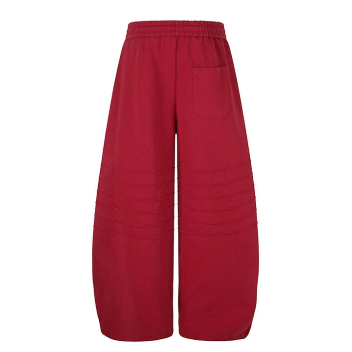 Women's Extra Wide Palazzo Sweatpants with Quilted Details, Drawstring Waistband, and Adjustable Hem Mune Fashion