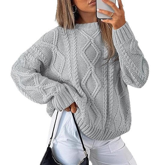 Women Oversized Cable Knit Sweater made of coarse knit Drune