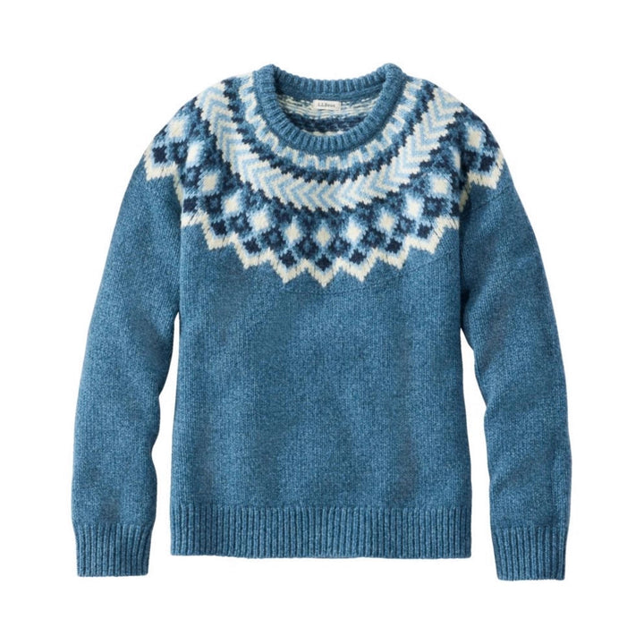 Women's Norwegian sweater made of wool blend with round neck and traditional Fair Isle yoke Mune Fashion