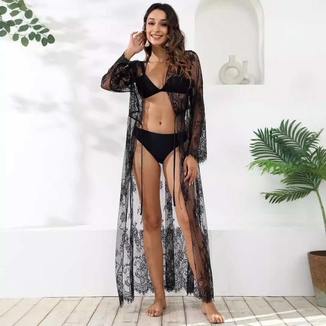 Women's transparent crochet dress with floral design Mune Fashion