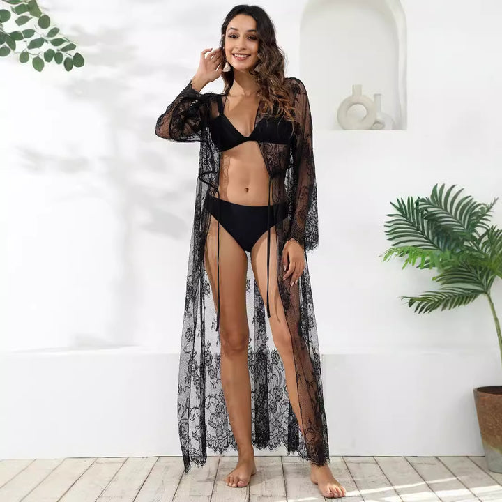 Women's transparent crochet dress with floral design Mune Fashion