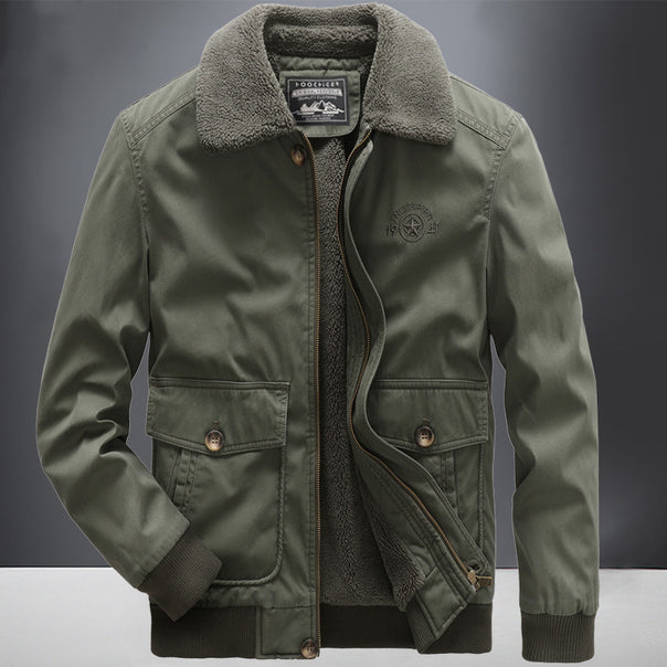 Men's pilot jacket in vintage utility style with teddy inner lining and ribbed cuffs Mune Fashion