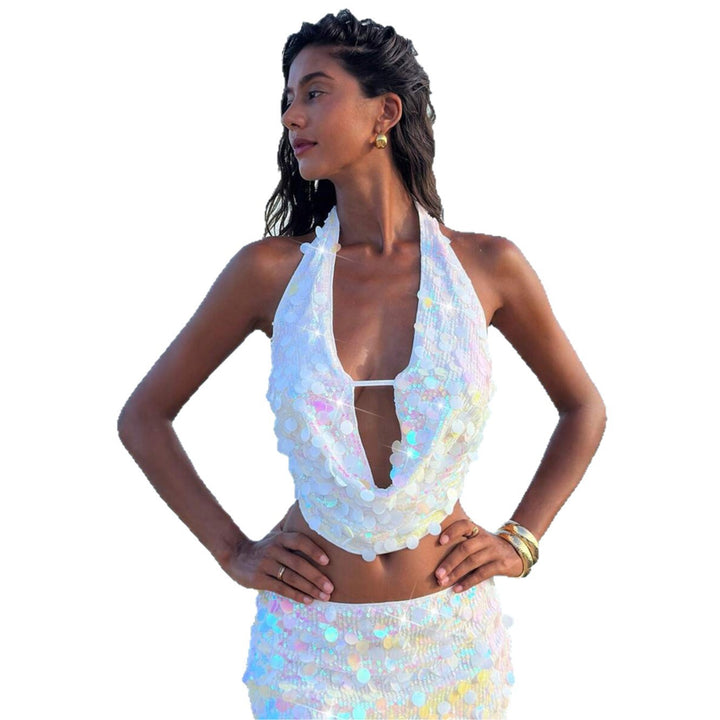 Women's sparkling beach top with unique cut-outs Mune Fashion
