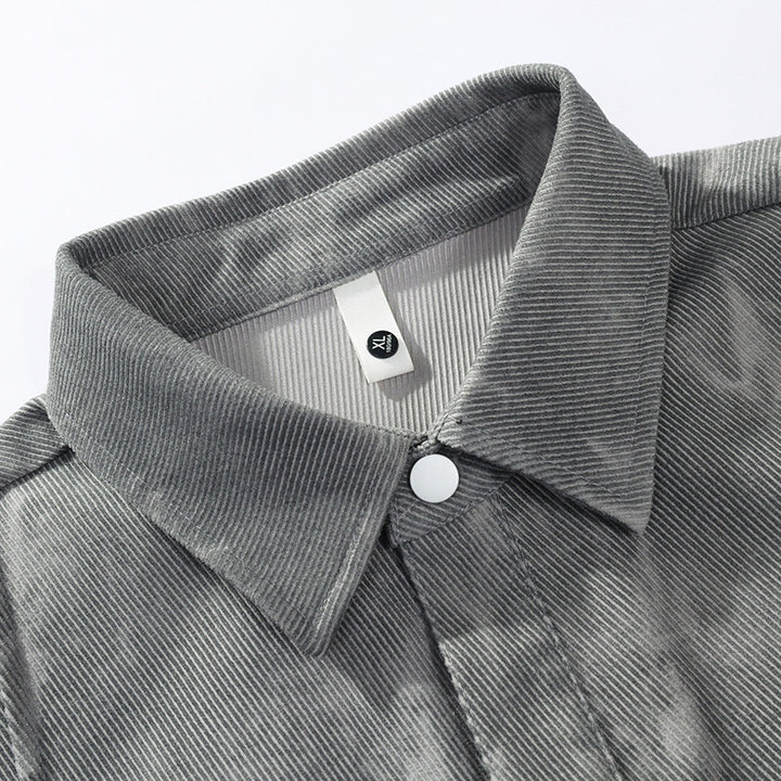 Men's oversized cord work shirt in batik look with snap button placket Mune Fashion