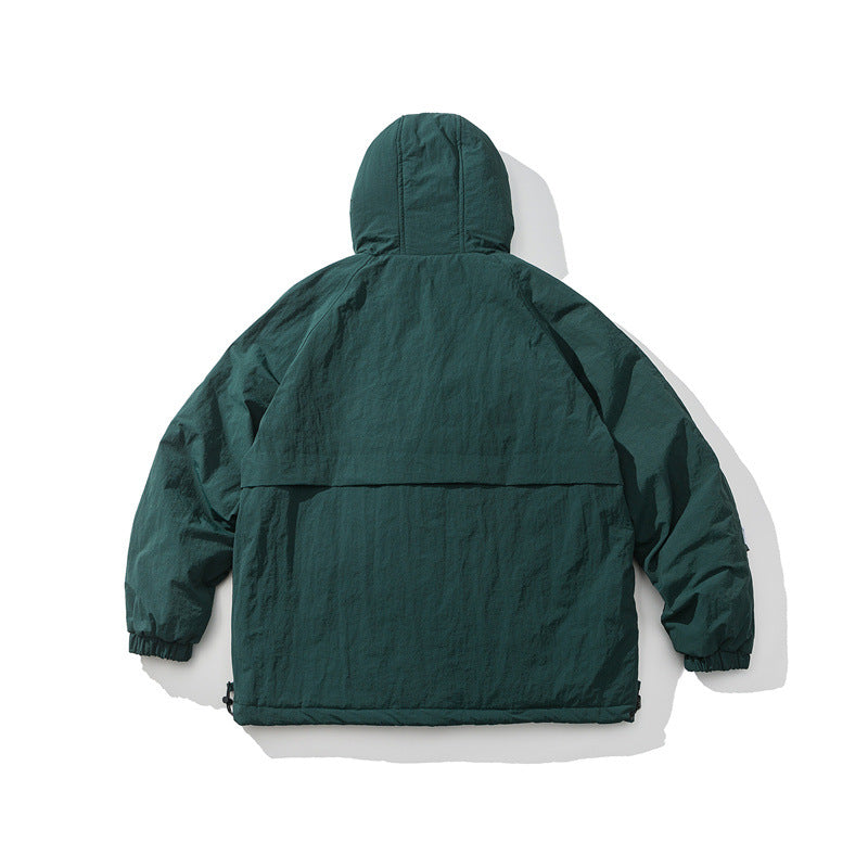 Unisex Oversized lightly padded ripstop hooded jacket with concealed two-way zipper Mune Fashion