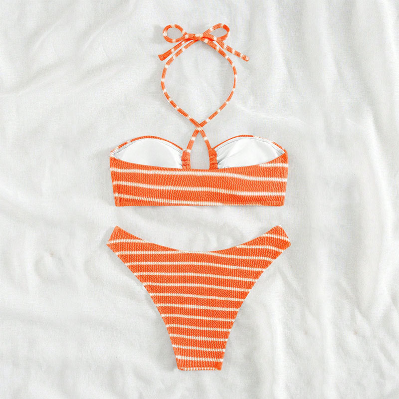 Ladies two-piece bikini with braided top and high leg cut Mune Fashion