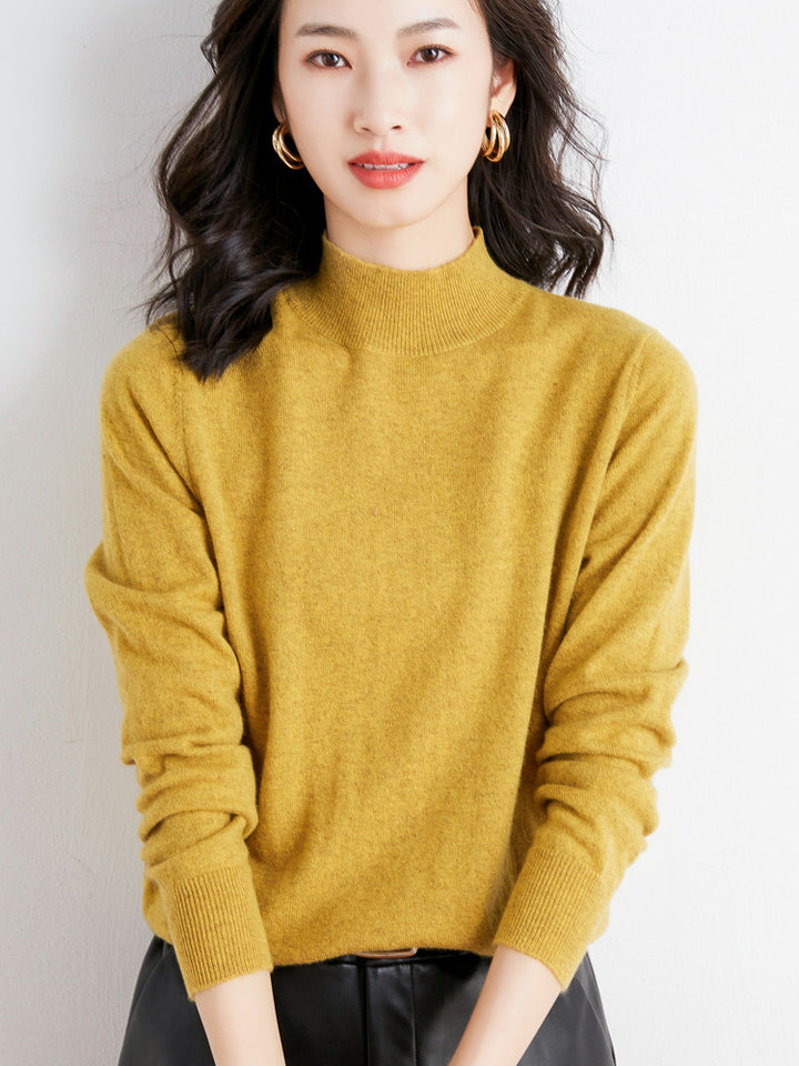 Women's Short Roll Neck Fine Knit Sweater with Light Mohair Effect Mune Fashion