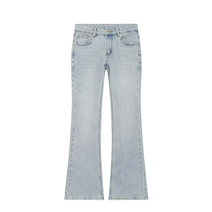 Women's High-Waisted Flare Jeans with Subtle Wash and Five-Pocket Design Mune Fashion