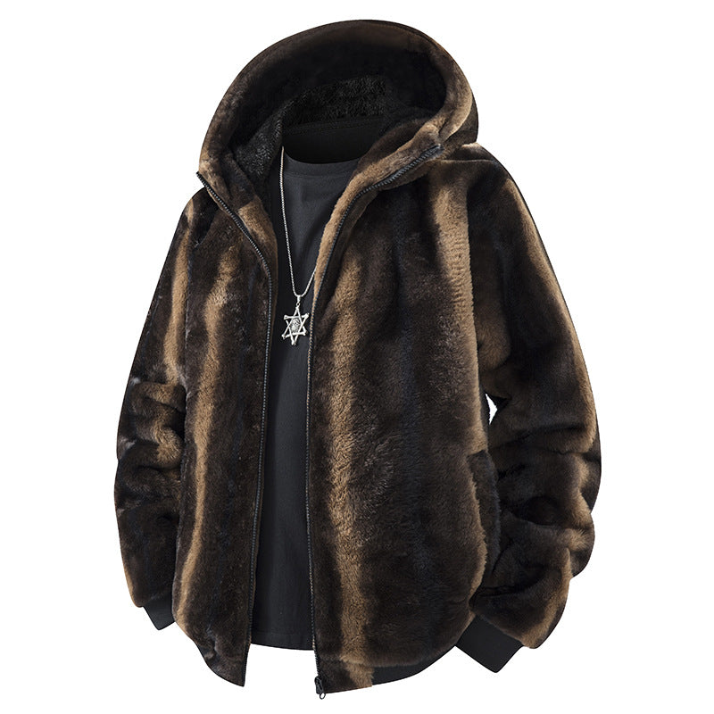 Herren Kapuzen-Fleecejacke im Oversized-Look mit weichem Kunstfellfutter Mune Fashion