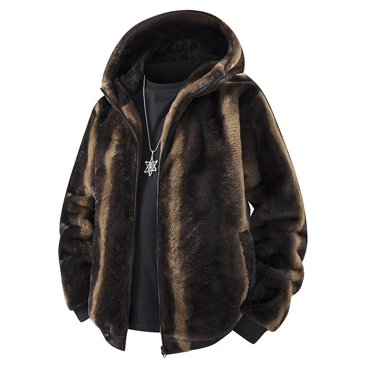 Herren Kapuzen-Fleecejacke im Oversized-Look mit weichem Kunstfellfutter Mune Fashion