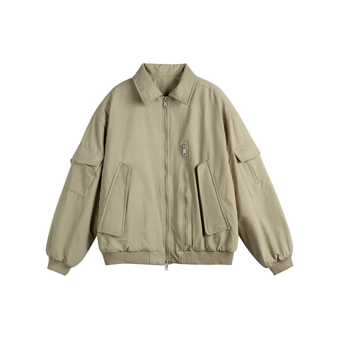 Unisex Boxy Utility Blouson Jacket with Zip Details and Functional Flap Pockets Mune Fashion