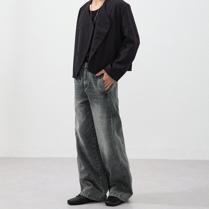 Men's Ultra Wide Contrast Stitch Denim Pants in Palazzo Cut Mune Fashion