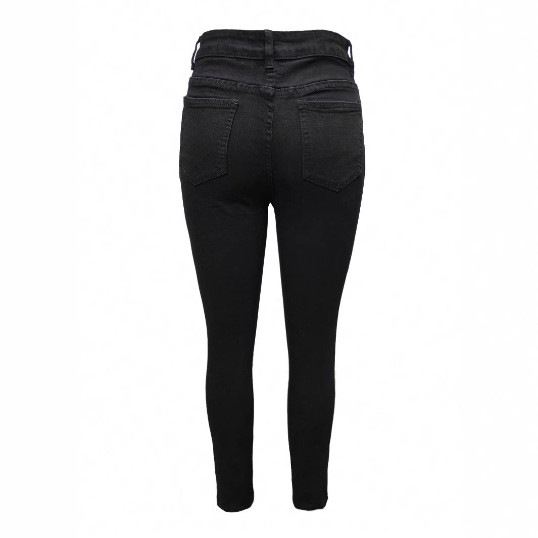 Women's High-Waisted Superstretch Jeans with Frayed Cutouts and Sculpting Waistband Mune Fashion