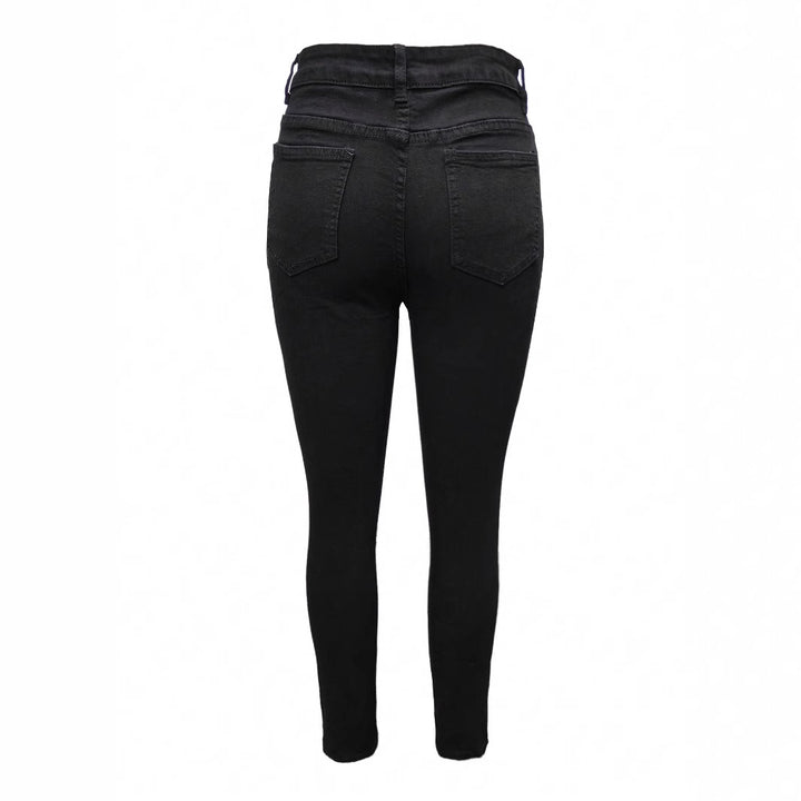 Women's High-Waisted Superstretch Jeans with Frayed Cutouts and Sculpting Waistband Mune Fashion