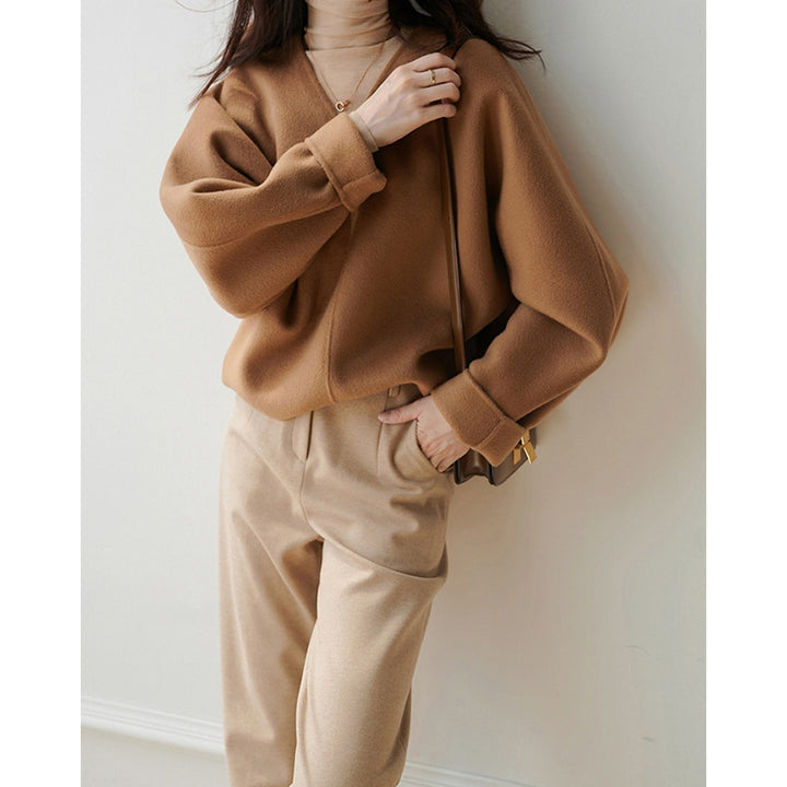 Women Casual V-Neck Sweater Mune Fashion